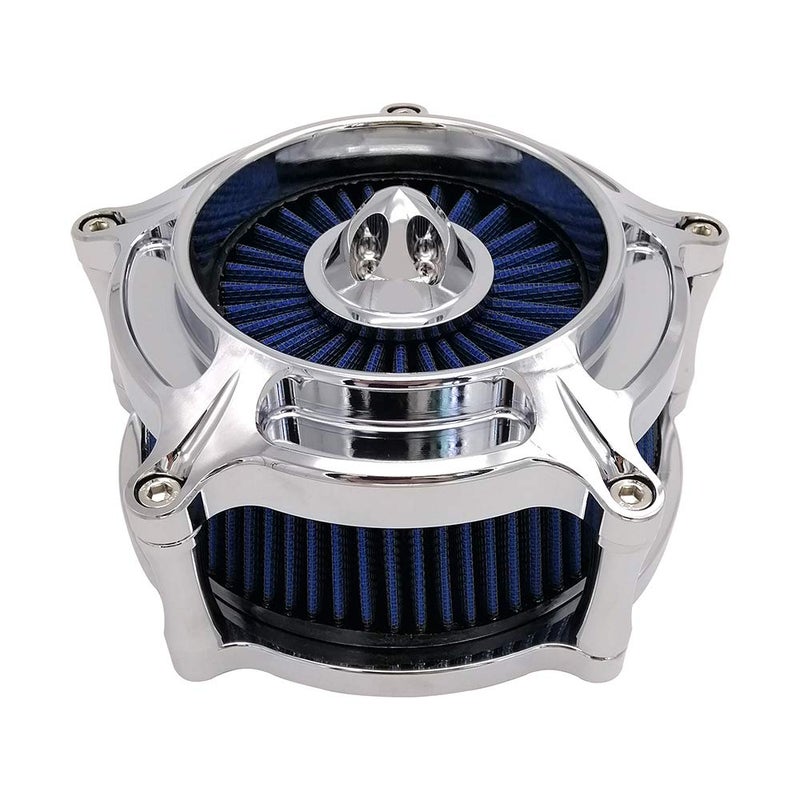 AGECO Harley Air Cleaner Turbine Intake Chrome Filter Kit Cnc Cut for Motorcycle Dyna 2000 - 2017 Softail 2000 - 2015 Touring 2000 - 2007 Fitment - B (Blue) - Image 3